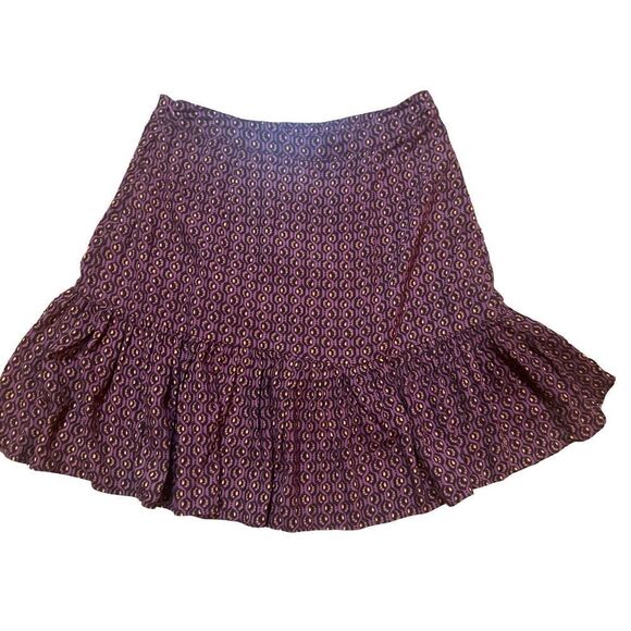 Free People Nadia Red Geometric Hexagon Pattern Asymmetric Ruffle Hem skirt - Picture 3 of 7